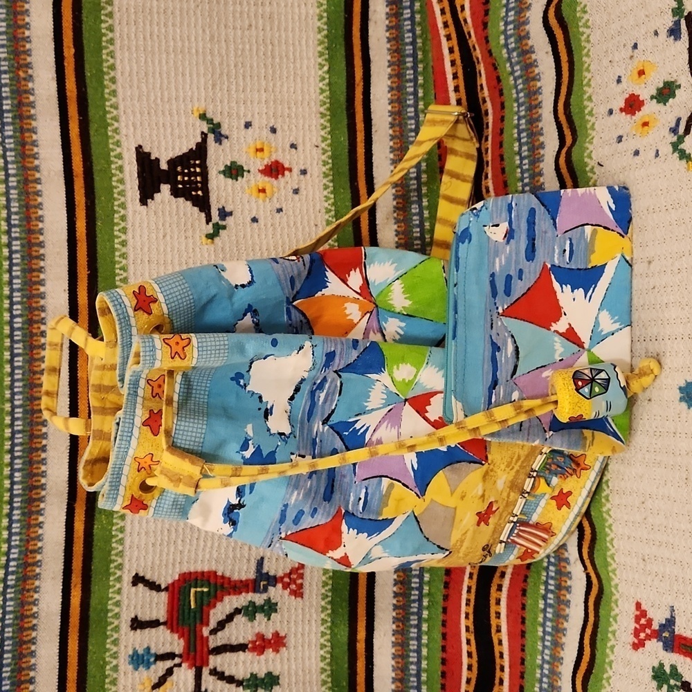 Anne Ormsby Sun and Sand Beach Backpack Sling Bag with Pouch VINTAGE
